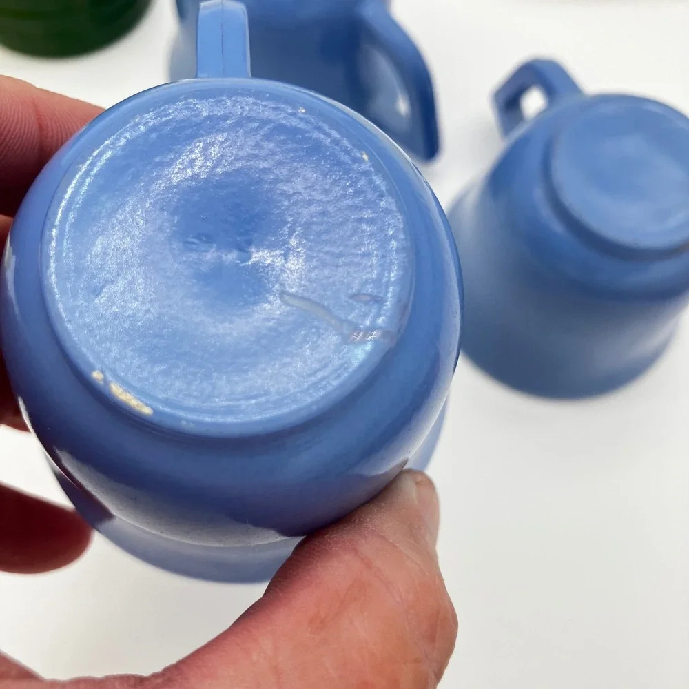 Akro Agate Vintage 1930-1940's Mini Toy Tea Set 24pc Pastel Slag Glass Dish Lot